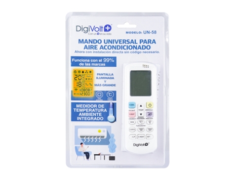 Mando A Distancia Universal De Aire Acondicionado Digivolt Un-58 (Blanco)