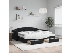 Sofá Cama Nido Con Cajones Terciopelo Negro 90x190 Cm