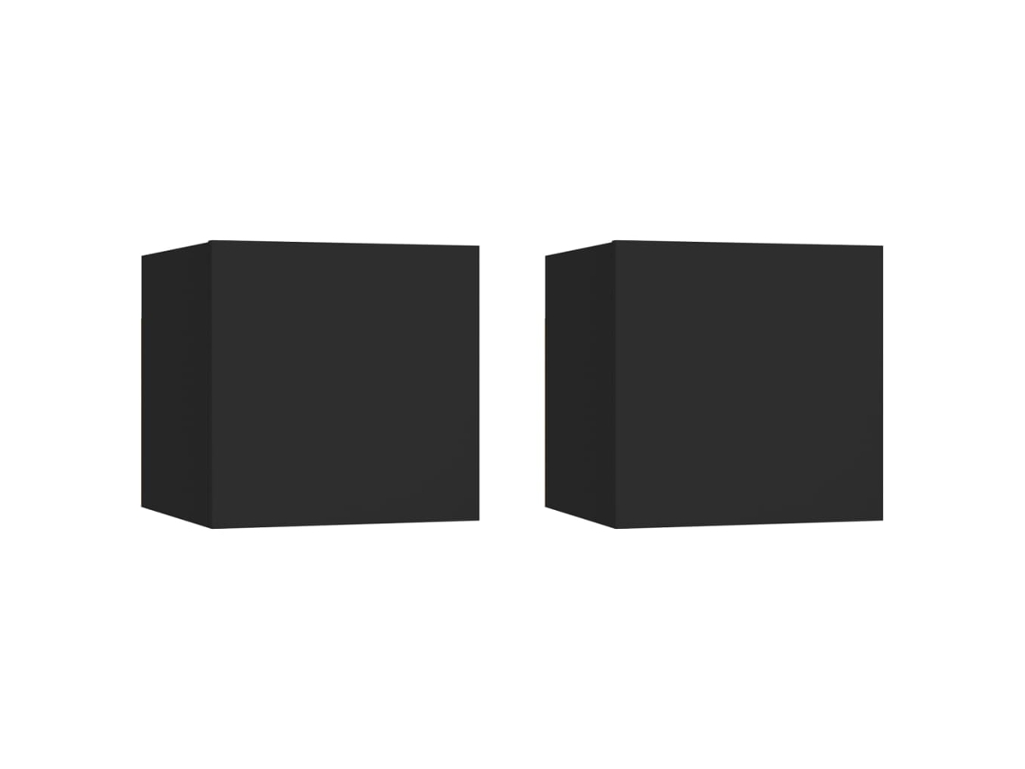 Mesitas de Noche LOVELY HOME Mesinha 2 Pcs 30,5X30X30 Cm Contraplacado Preto