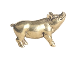 Figura de cerdo retro de latón, estatua antigua, adorno de oficina, 4,95 x 2,6 x 3,2 cm, dorado | Sin marca