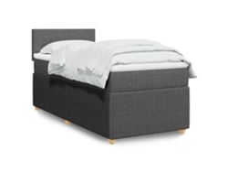 Cama Box Spring Con Colchón Tela Gris Oscuro 100x200 Cm