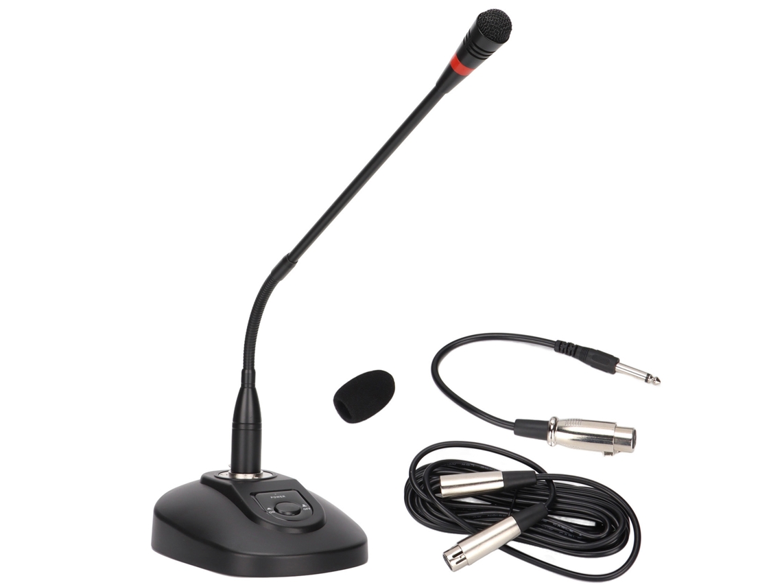 Microfone Gooseneck Fio Ajustável Mesa Com Cabo Xlr Para 6.35mm Transmissão Conferência 100‑240veu