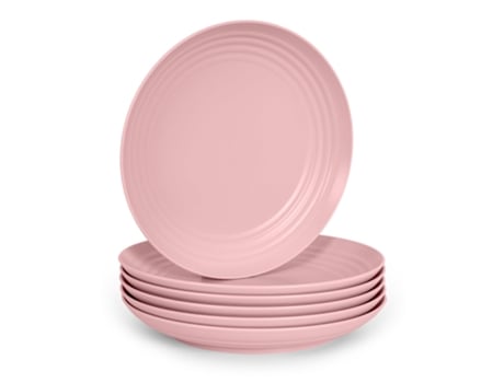 Juego de 6 Platos Clásicos Reutilizables 25 Cm PLASTIC FORTE (Rosa)