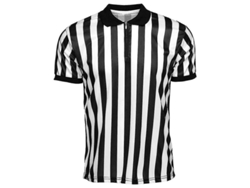 Camiseta de árbitro Sygo de manga corta a rayas blancas y negras, transpirable para baloncesto y béisbol.