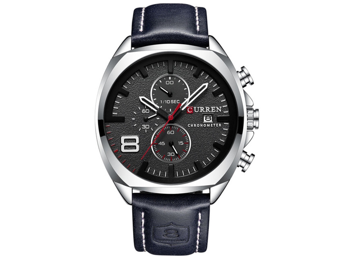 Reloj Deportivo Para Hombre (plateado Y Negro), Multifuncional, Resistente Al Agua, De Cuarzo Con Seis Manecillas.