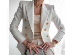 2026-chaqueta Formal De Mujer Para Oficina Blazer Tailored De Poliéster Tallas S-3xl M Blanco