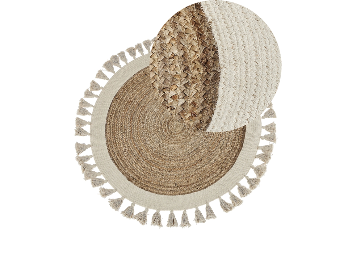 Alfombra BELIANI Samsun de Algodón, Yute Beige 120x120