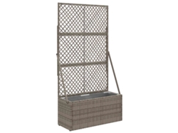 Macetero Vidaxl con enrejado gris de mimbre, 70 x 30 x 135 cm