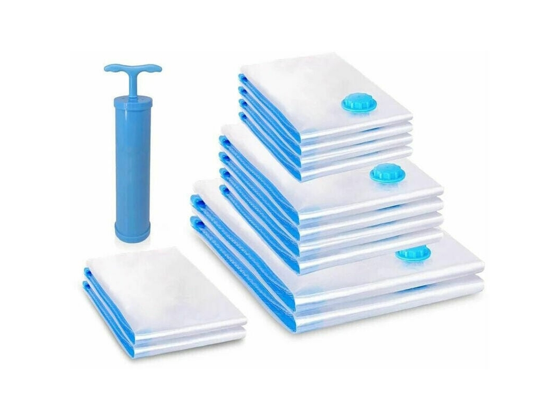 JILLIOPER Bolsas de almacenamiento al vacío que ahorran espacio, bolsas de compresión duraderas y reutilizables para viajes con una bomba manual