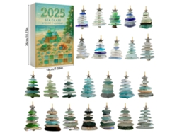 Caja sorpresa con calendario de cuenta regresiva para árbol de Navidad de vidrio marino, colgante de árbol de Navidad estilo vidrio marino, colgante de acrílico