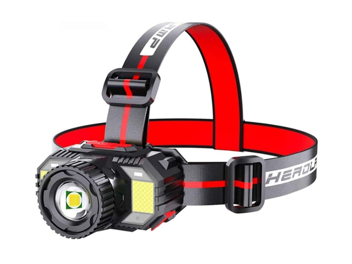 Linterna Frontal Power Zoom Head Lamp Usb Recargable Linterna Impermeable Head Torch Para Camping Pesca (negro)