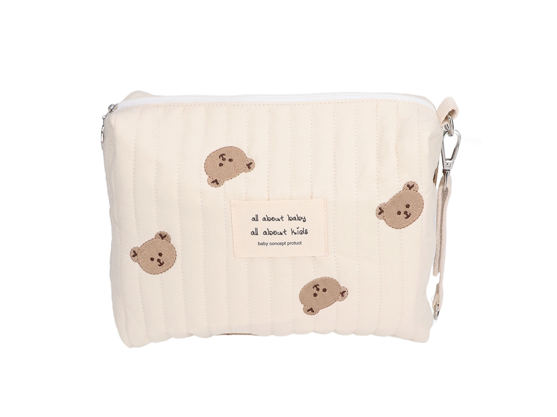 Bolsa De Fraldas Portátil Multifuncional Para Carrinho De Bebê Com Desenho Fofo De Urso