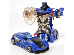 Mini coche de juguete transformable, ideal como regalo de cumpleaños infantil (Rambo azul).