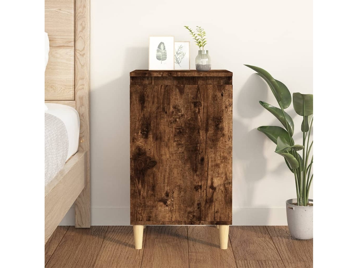 Mesita de Noche 40X35X70 Cm Derivados Madera Roble Ahumado