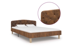 Cama con Plataforma de Ante Artificial Marrón (120x200 cm)