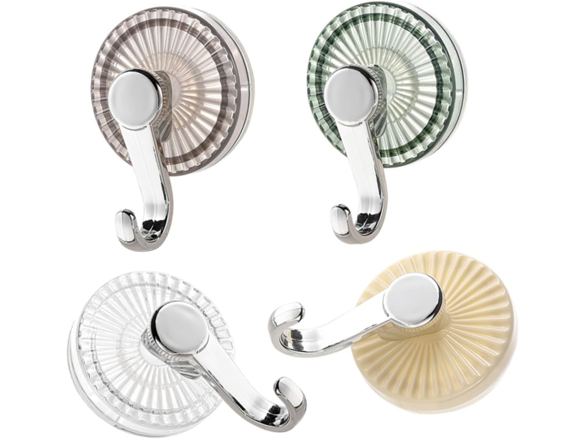 Ganchos Reutilizables Con Ventosa De 4 Pzas Para Baño Y Cocina, Resists A Taladros Tecnología Ventosa.