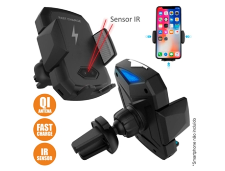 Soporte Para Teléfono Móvil Con Cargador De Inducción Qi De 10W Y Sensor Ir