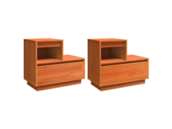 Mesita de noche de 2 piezas marrón cera MAISON EXCLUSIVE (60x34x51 cm)