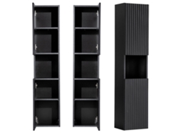 Armario alto de pared para baño Newport 140x30x25 cm - Negro [EN.CASA]