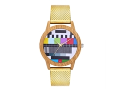Reloj De Pulsera Unisex De Cuarzo Dorado Con Diseño Sencillo De Madera Zhoulianfa Fashion