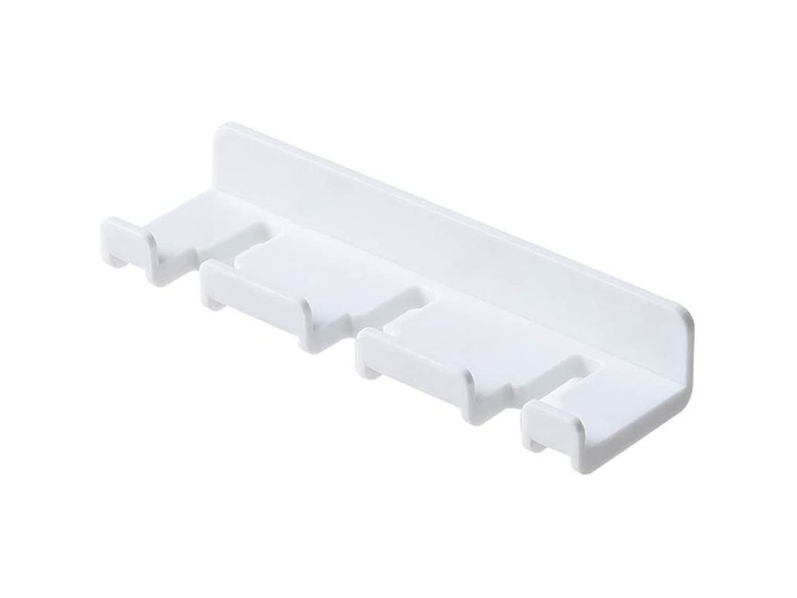 Soporte Para Cepillos De Dientes Con 3 Ranuras De Pared, No Requiere Perforación, Adhesivo, Reutilizable, Blanco.