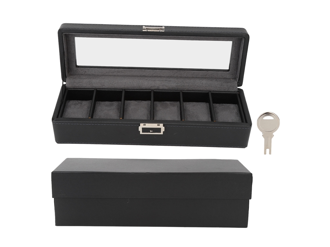 Estuche Para Relojes Con 6 Compartimentos, Tapa De Cristal, Una Sola Capa, Para Guardar Joyas.