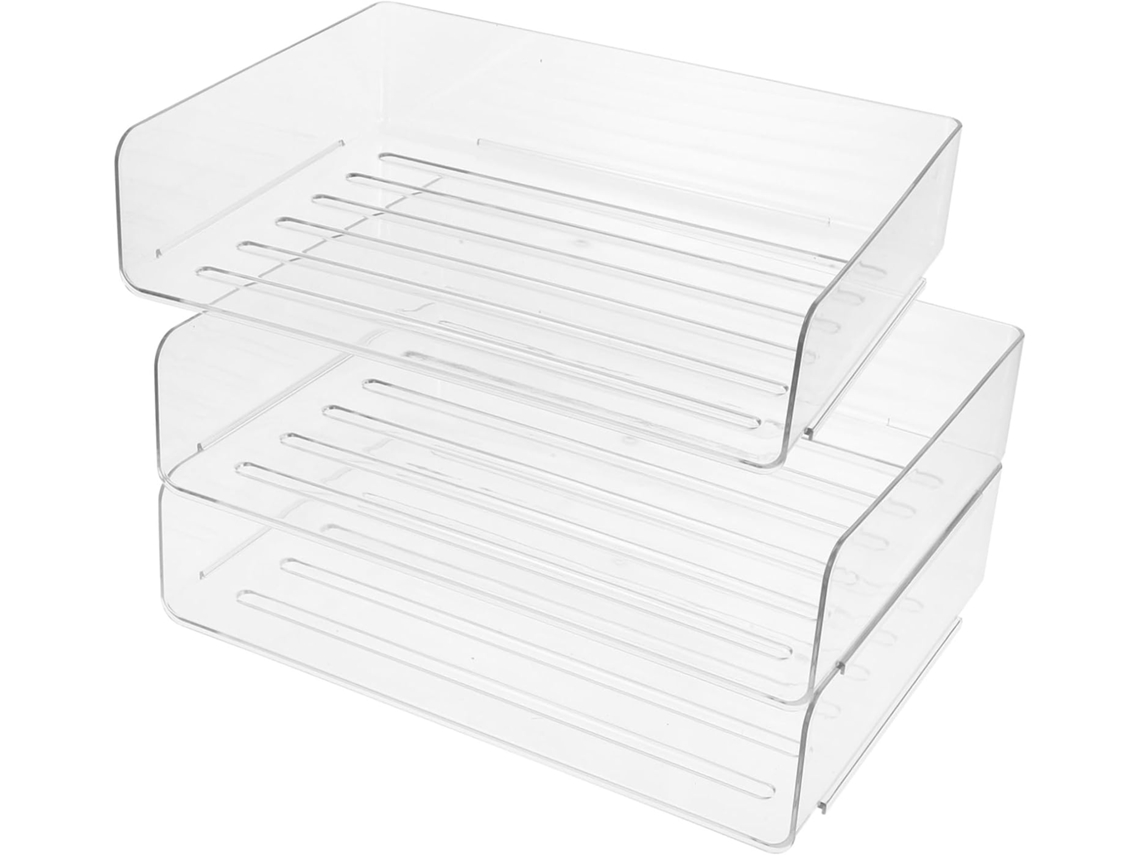 Organizador De Mesa À 3 Niveaux Boîte Rangement Empilable Pour Papiers En Plastique Support