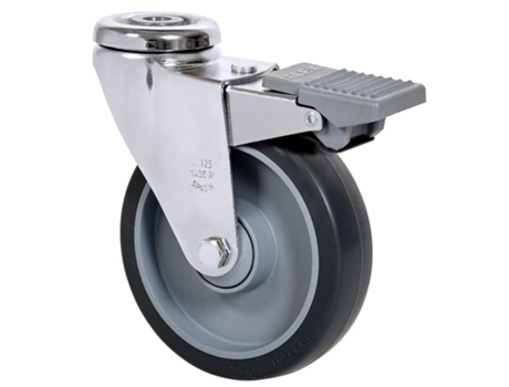 Rueda giratora agujero m12 freno cromada 20afd100cp-pgaisb goma gris bolas ALEX
