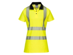 Polo Portwest Comfort Pro de algodón de alta visibilidad para mujer / Amarillo y negro / S