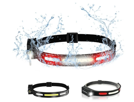 Linterna frontal, linternas frontales LED recargables con modo SOS y sensor de movimiento, 5 modos brillantes, lámpara frontal impermeable liviana ...