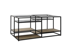 Mesa de centro de metal negro y madera, 120x60x50cm ALEXANDRA HOUSE LIVING