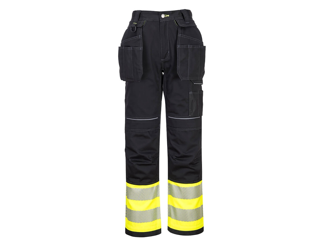 Pantalones de alta visibilidad PW3 - Clase 1 con bolsillos para funda, amarillo, negro / 30