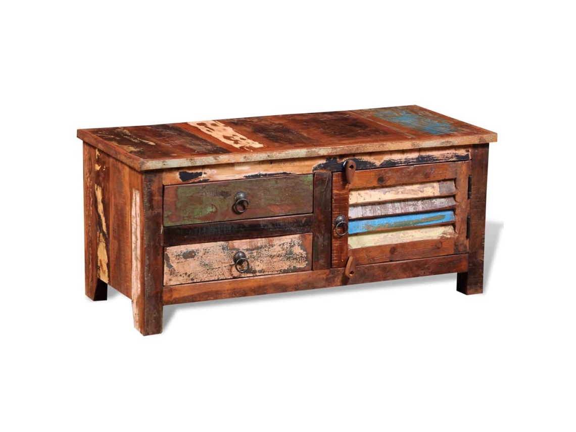 Mueble Auxiliar Para Tv Hi-fi Madera Maciza Reciclada