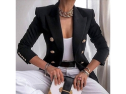 2026-chaqueta Formal Para Mujer Blazer De Oficina Talla S-3xl Poliéster Manga Larga Xxxl Negro