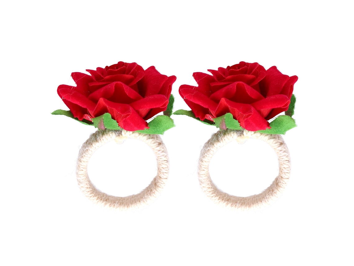 2 anillos de servilleta con diseño de flores simuladas, modernos para decoración de mesa de boda.
