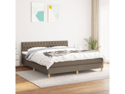 Cama Box Spring Con Colchón Tela Gris Taupe 180x200 Cm
