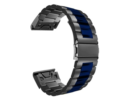 Correa Acero Inoxidável Adaptable Negro y Azul para Garmin Fenix 7 Solar Edition