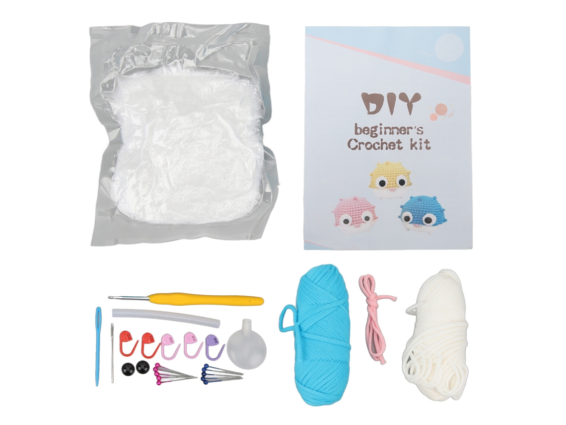 Kit Completo De Ganchillo Para Principiantes Con Vídeos Paso A Paso E Hilo Azul Adicional.