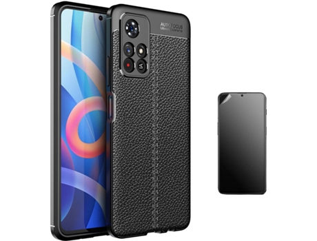 Funda + Protector de Pantalla Xiaomi Poco M4 Pro 5G Rugged Leather Negro