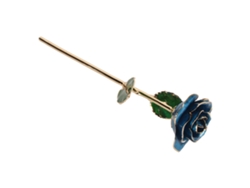 Rosa Preservada Bañada En Oro De 24 Quilates Con Detalles Brillantes Y Un Intenso Color Azul. Regalo De Cumpleaños.
