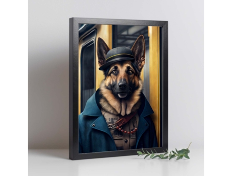 NACNIC Lámina Pastor Alemán Cooperativo En Estilo Fotografía A Todo Color Divertidas Ilustraciones Realistas De Animales Con Ropa Humana