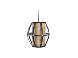 Lampara Techo Bambú Ratán Natural Negro 34x34x35cm