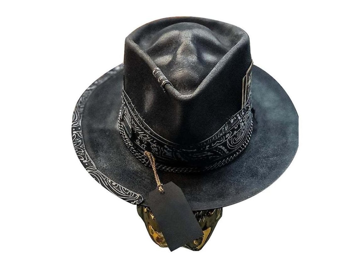 Chapéu de cowboy punk estilo faroeste masculino 2026 com caveira, leve e confortável.