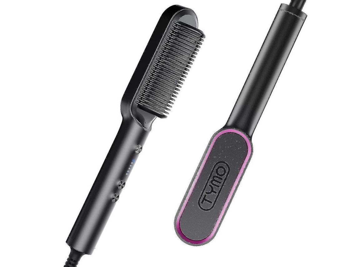 Peine Alisador De Cabello Negro Mate Con Dientes Calefactores 3d Y Función De Apagado Automático.