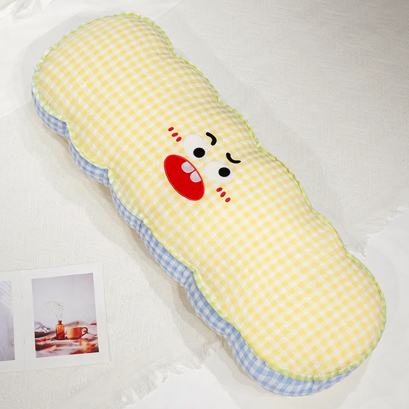 (amarillo, 90 Cm) Almohada/cojín Largo Para Adulto Con Rayas Onduladas