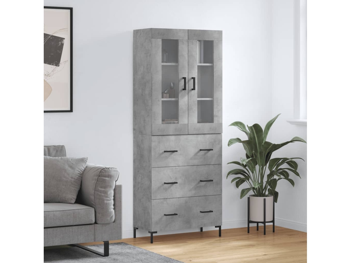Aparador Alto Madera Contrachapada Gris Hormigón 69,5x34x180 Cm