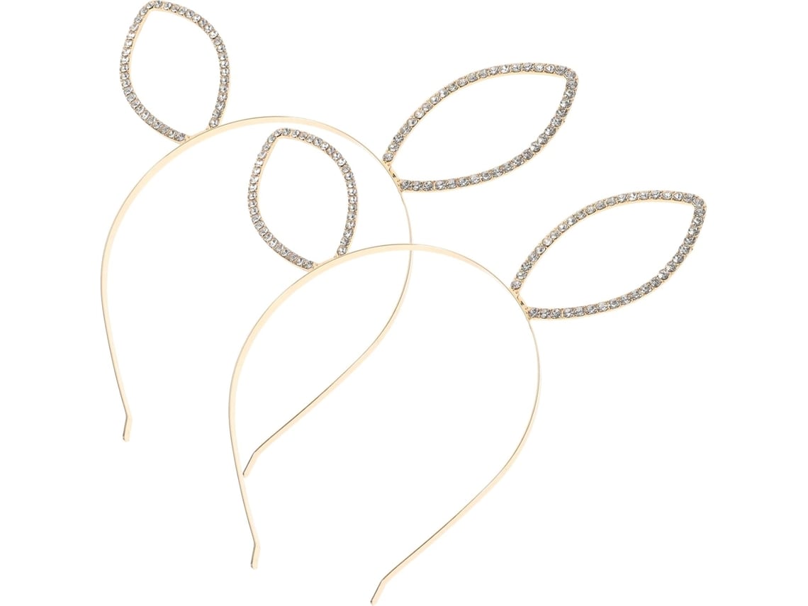 Nuobesty Set De 2 Diademas De Orejas De Conejo Con Diamantes De Imitación De Metal Dorado, Diademas Para Fiestas