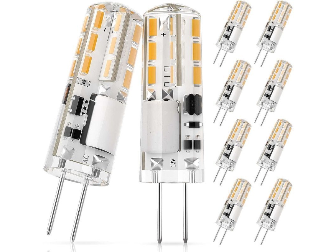 Bombilla Led G4, 1,4 W Equivalente A Halógena De 10 W, Ca/cc 12 V, Blanco Cálido 3000 K, 120 Lúmenes, 10 Unidades.