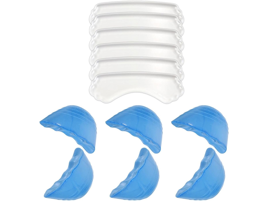 Juego De 6 Protectores De Talón De Gel Transparente Y Protectores De Dedos De Espuma Azul Para El Cuidado Diario De Los Pies.