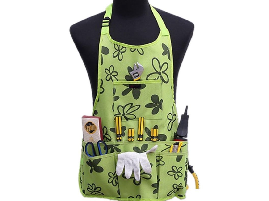 2026-3813-delantal De Jardín De Tela Oxford Impermeable Resistente Multifuncional Con Bolsillos Para Mujeres Y Hombres Verde